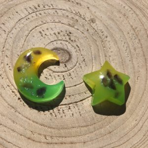 Orgonite set maan ster geel/groen