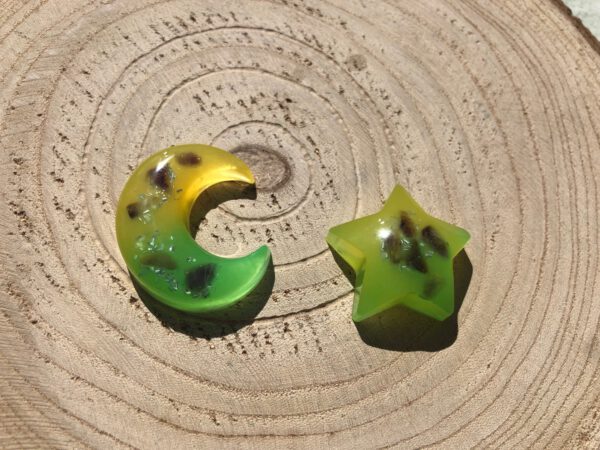 Orgonite set maan ster geel/groen