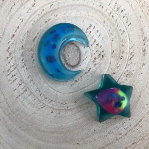 Orgonite set maan ster blauw regenboog