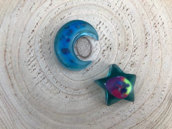 Orgonite set maan ster blauw regenboog