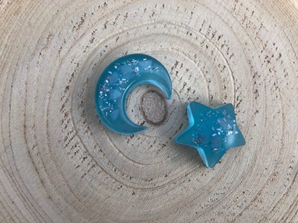 Orgonite set maan ster blauw