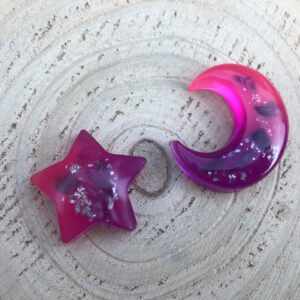 Orgonite set maan ster paars/roze