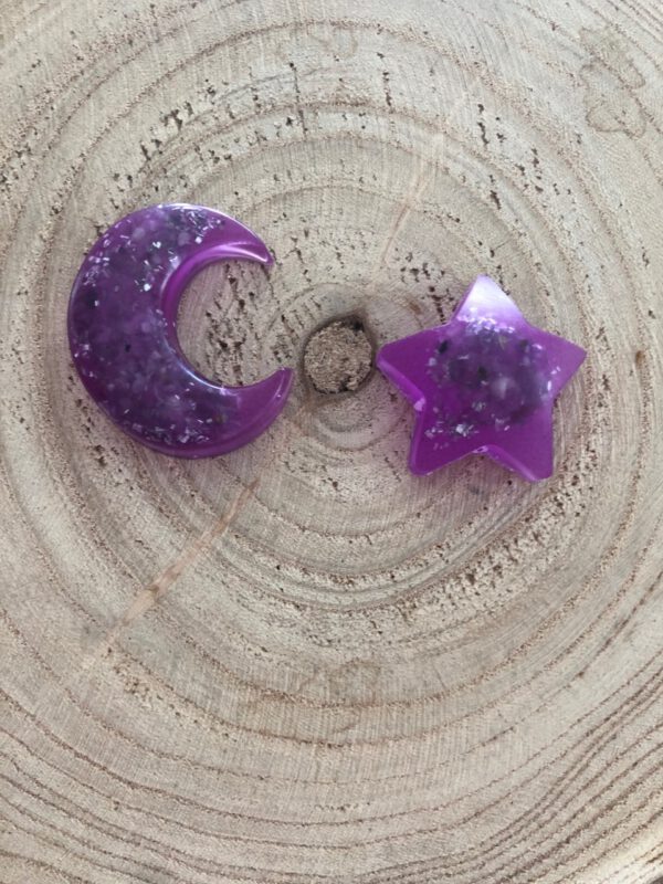Orgonite set maan ster paars
