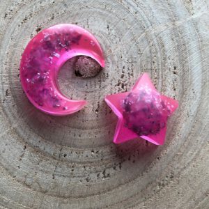 Orgonite set maan ster roze
