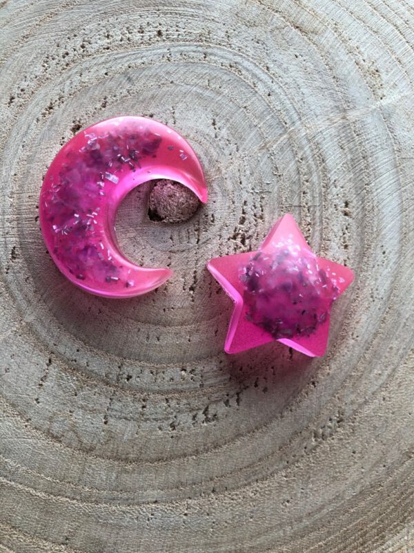 Orgonite set maan ster roze