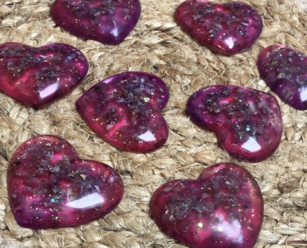 8 Orgonite hartjes amethist