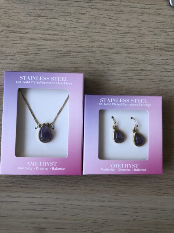 Set ketting en oorbellen Amethist