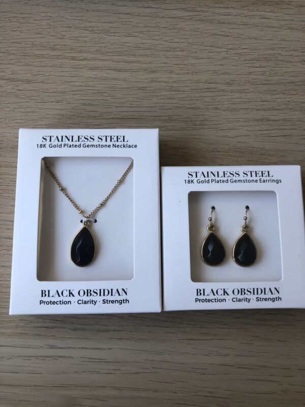 Set ketting en oorbellen Obsidiaan