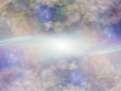 Een afbeelding van het universum met een heldere lichtflits.